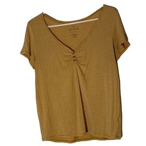 American Eagle Yellow and White Striped Button Shirt